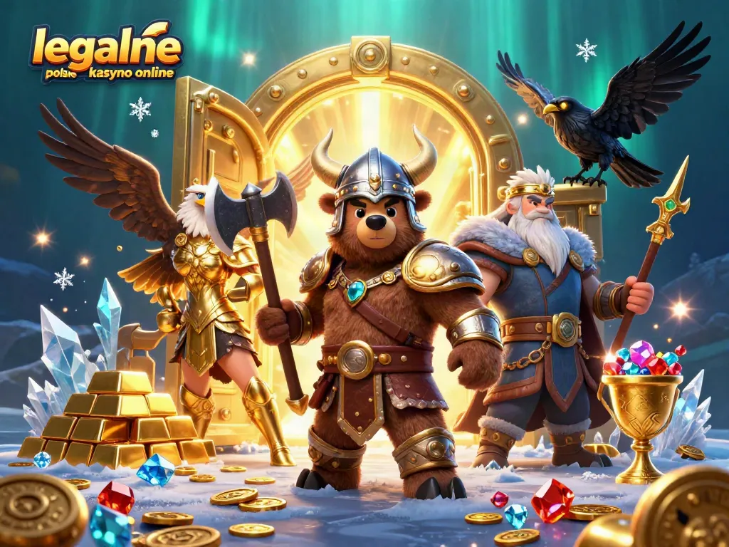 Experience the thrill of legalne polskie kasyno online with our dynamic Viking-themed illustration.