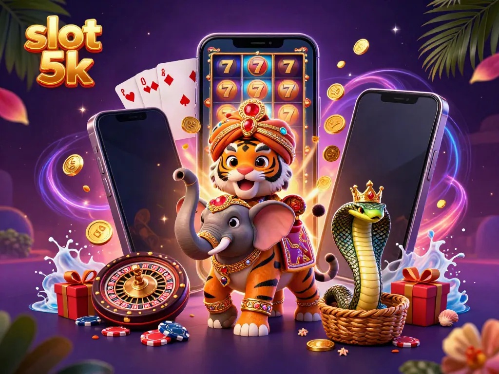 Experience thrilling moments with slot 5k in this captivating 3D casino illustration.