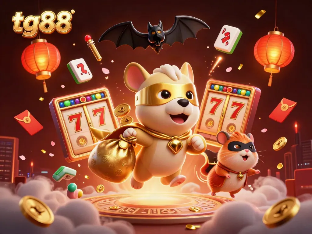 Experience exhilarating gaming with tg88 featuring cartoon heroes amidst vibrant casino elements.