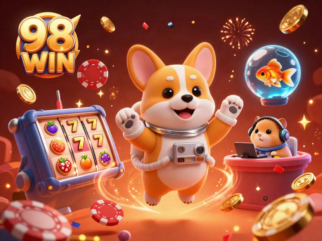 Experience big wins with 98 WIN in a vibrant space casino filled with excitement and rich details.