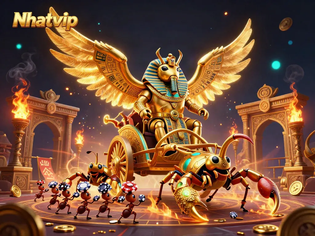 Engage with Nhatvip by uncovering exciting casino adventures in a vibrant, detailed scene.