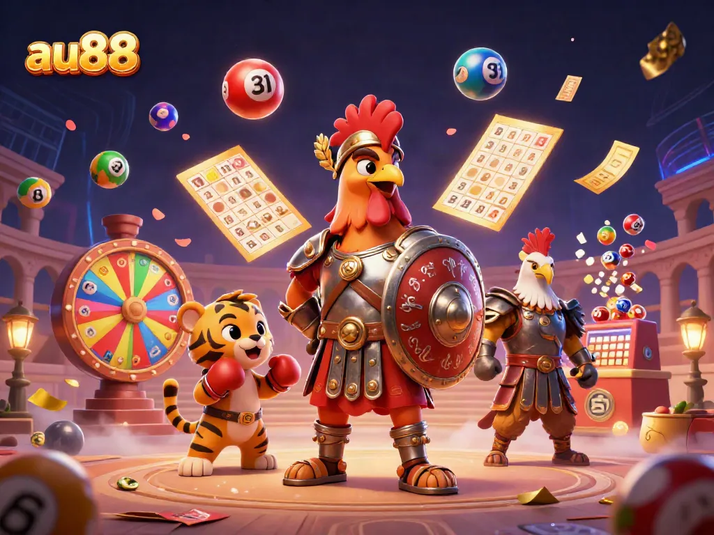 Experience thrilling games at au88 with this vibrant 3D casino illustration showcasing character dynamics and gaming elements.
