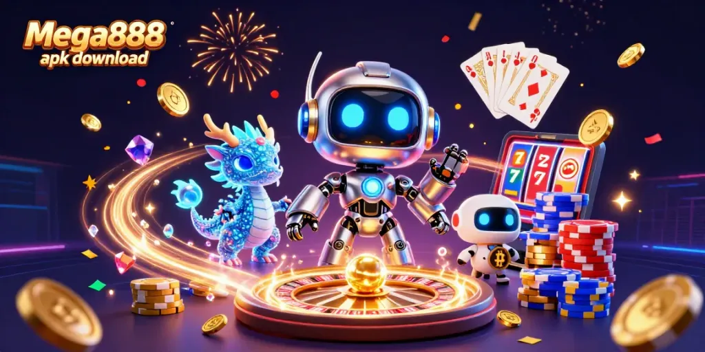 Experience the excitement of mega888 apk download with animated casino characters in action.