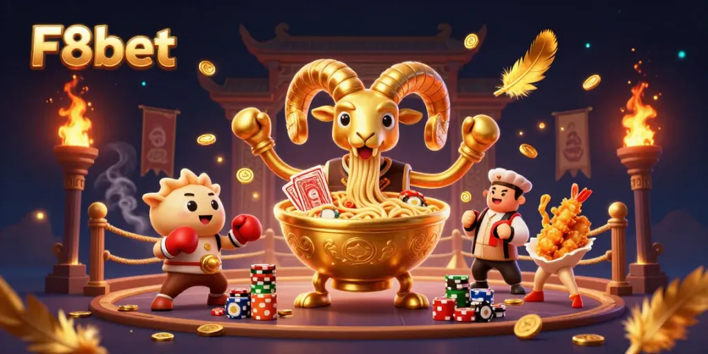 Engage in thrilling games at F8bet with vibrant 3D characters and casino elements.
