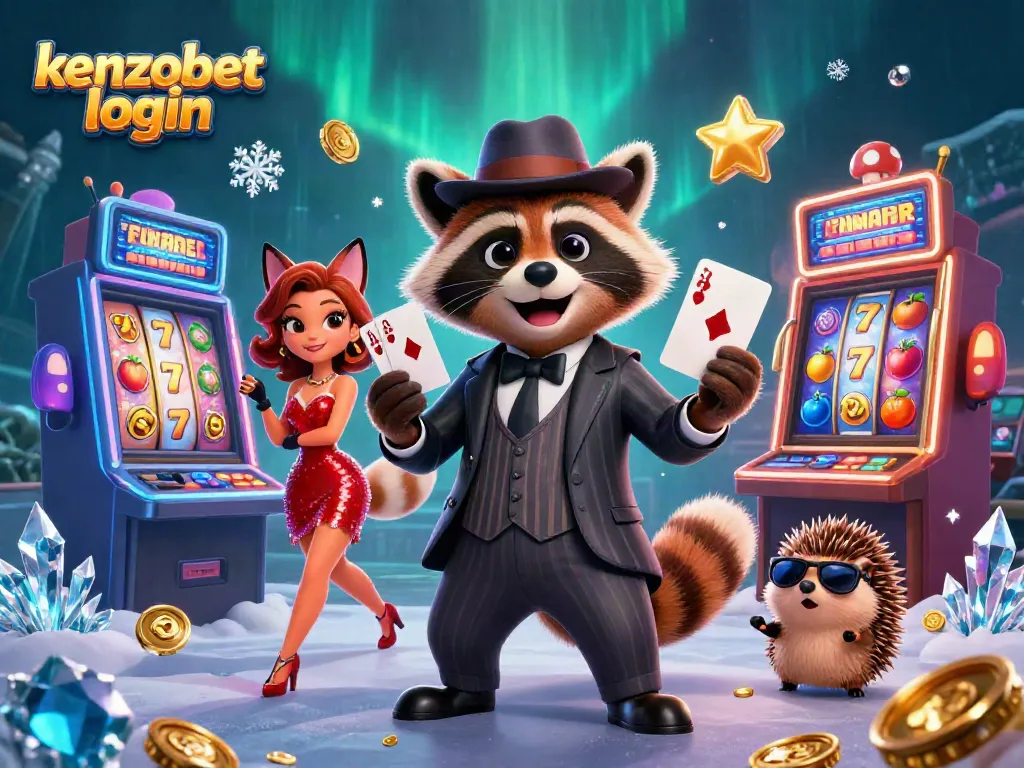 Experience the thrill of kenzobet login with this vibrant casino illustration featuring animated characters and game elements.
