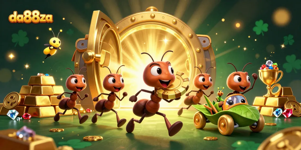 Experience thrilling adventures at da88za, featuring giant poker chips and animated casino heist characters.